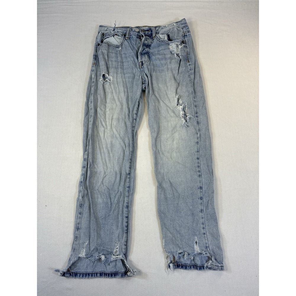 Pistola Distressed Light Wash Jeans Womens Size 27 Button Fly High Rise‎